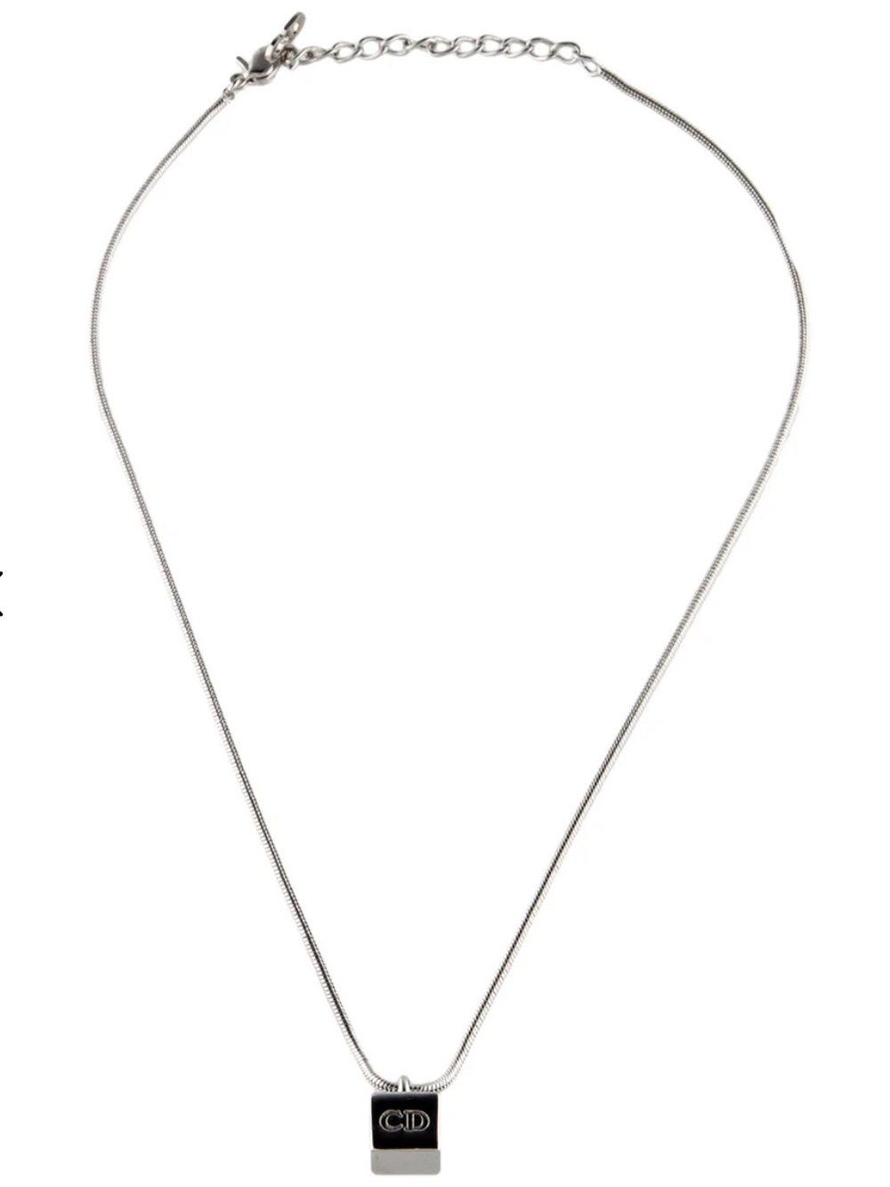 DIOR VTG Y2K Palladium-Plated Cube Logo Necklace Silver-Tone Vintage 2000s EUC - Picture 9 of 11